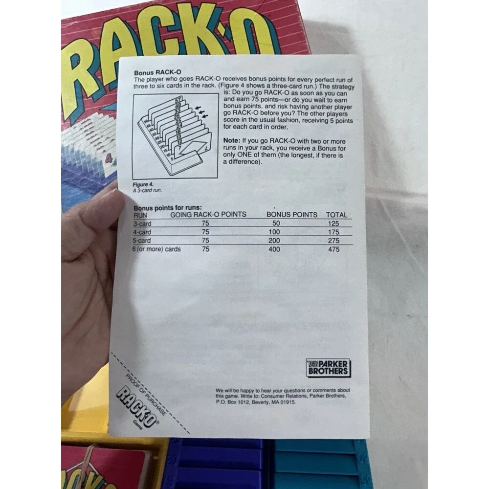 RACK-O 1992 Card Game Parker Brothers PB #40073 Vintage Games Complete Pre-Owned